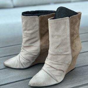 Taupe two tone boots
